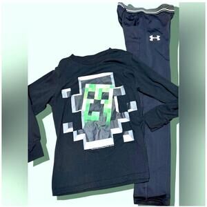 Under Armour Minecraft Boys Set YM Black Athletic Casual Stretch Gamer Sporty
